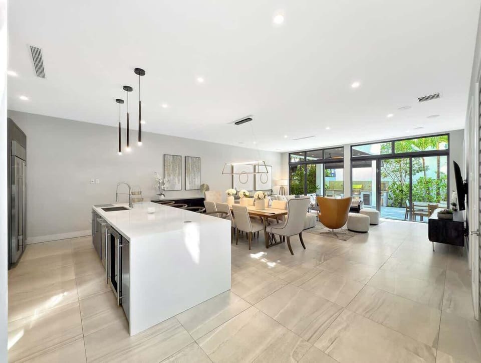 Cook up a feast in the fully stocked kitchen, complete with all the appliances you need for a home-cooked meal.