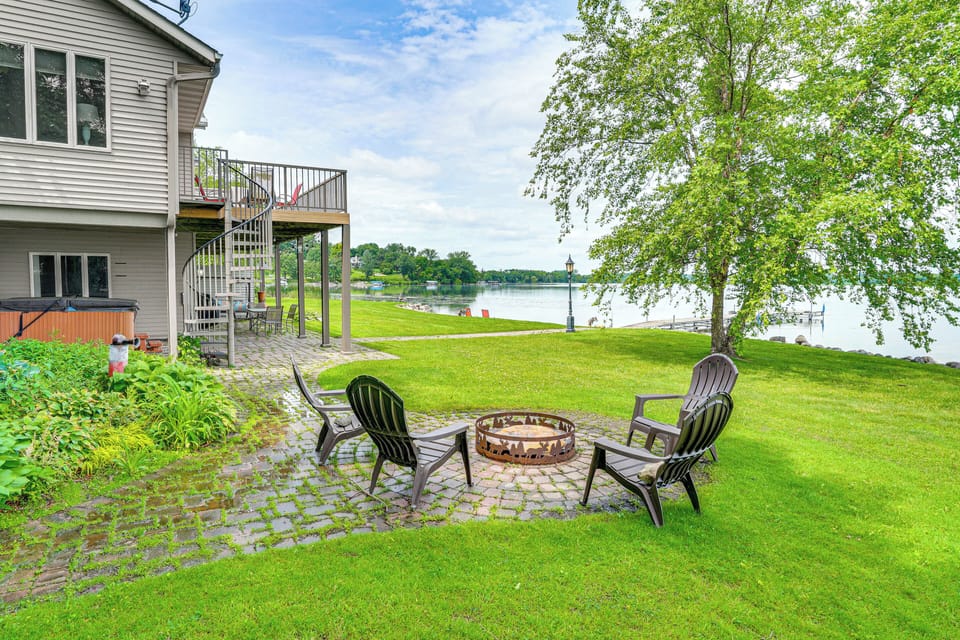 Exterior | Shared Fire Pit | Private Hot Tub | Dock | Lake Access