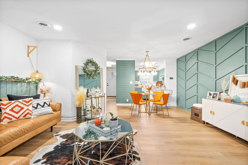 Living, dining, & kitchen areas