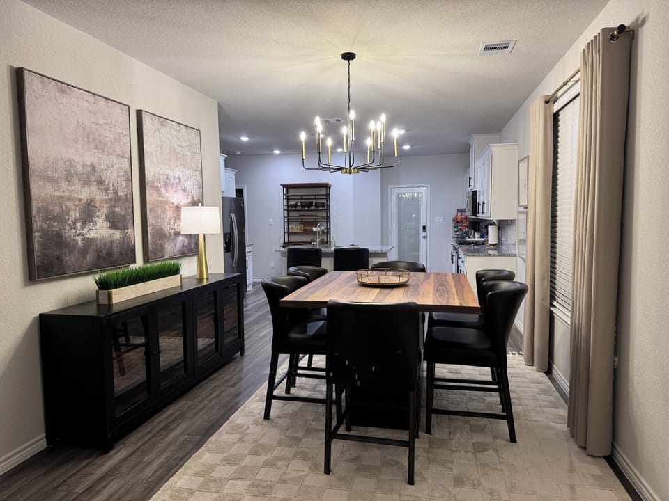 Dining...or gaming for six in the dining room. 