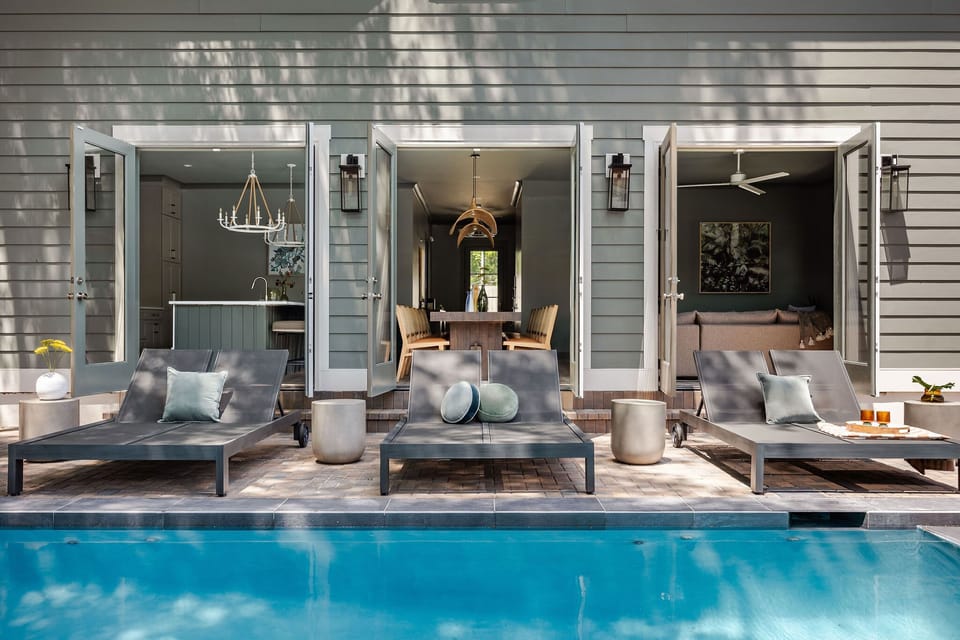 Backyard | Private Pool | Outdoor Dining Table, Bar Seating | One of Two Identical Pool Areas