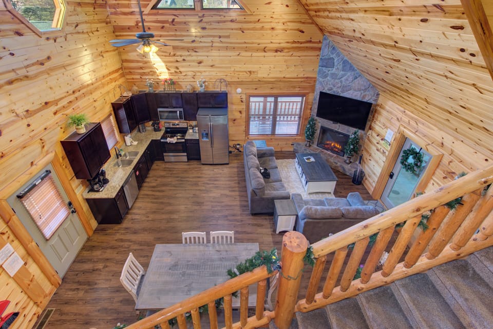 Open concept living and kitchen area.
