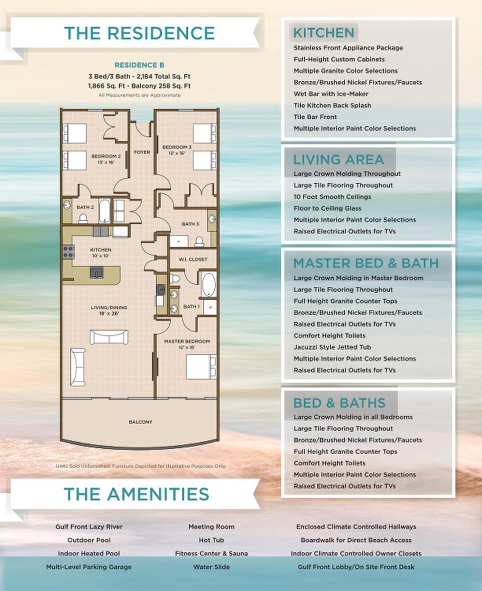 Explore this 3 bedroom 3 bath vacation rental with stunning views and beachfront balcony access from the master suite