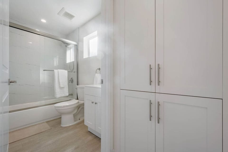 Freshen up in a clean, modern space with all essentials provided