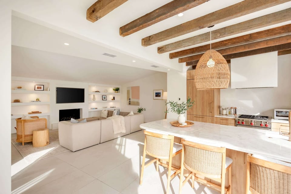 Open-concept design offers seamless flow between the kitchen and living room.