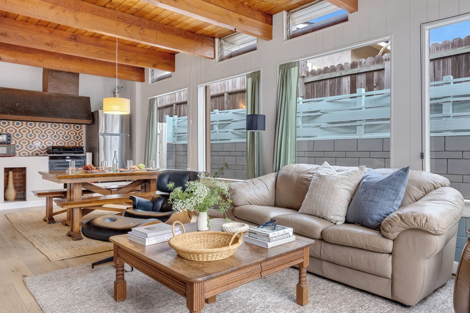 Leather sofa - great space for everyone.