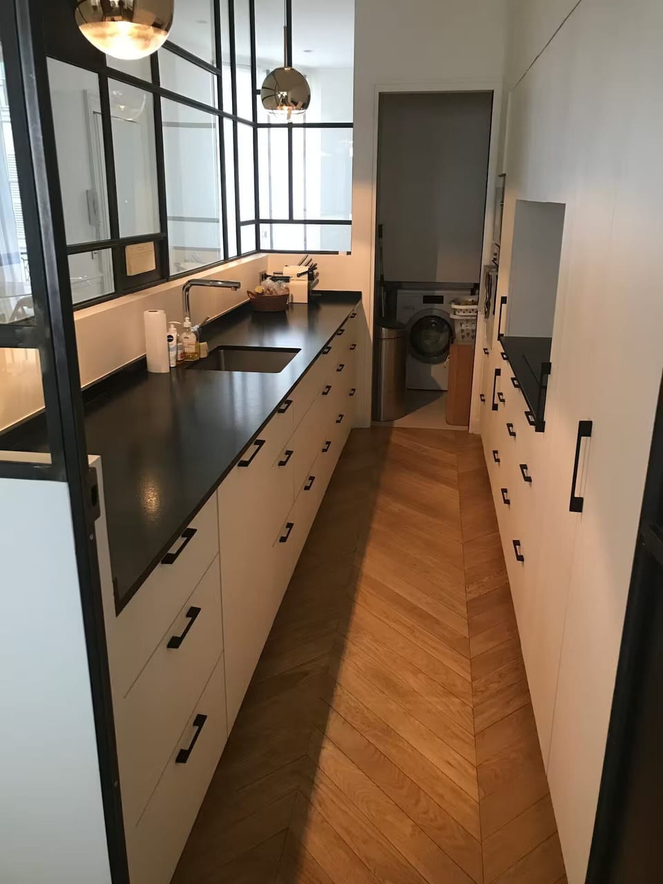Kitchen and laundry room in the back
