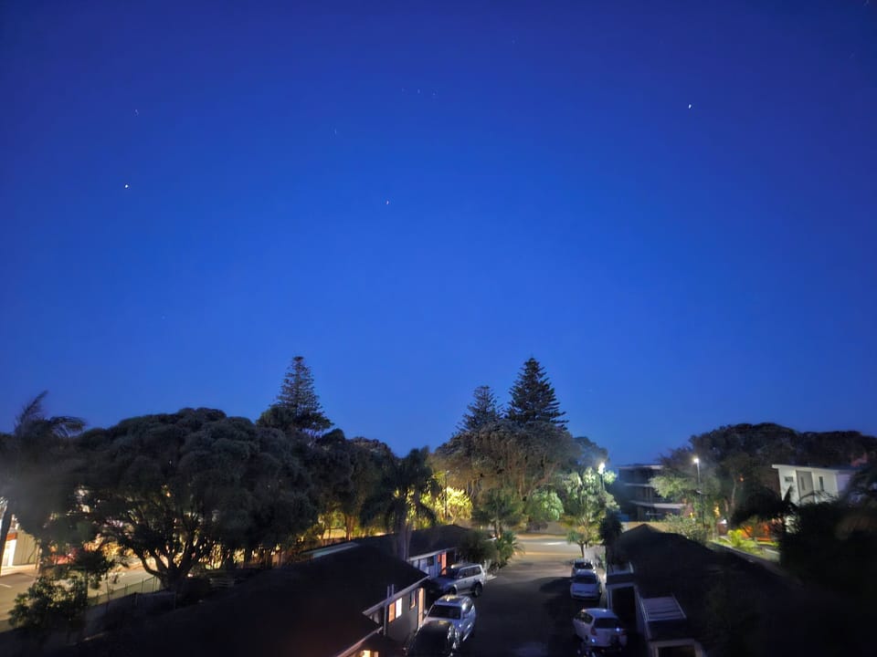Evening view from deck toward beach front