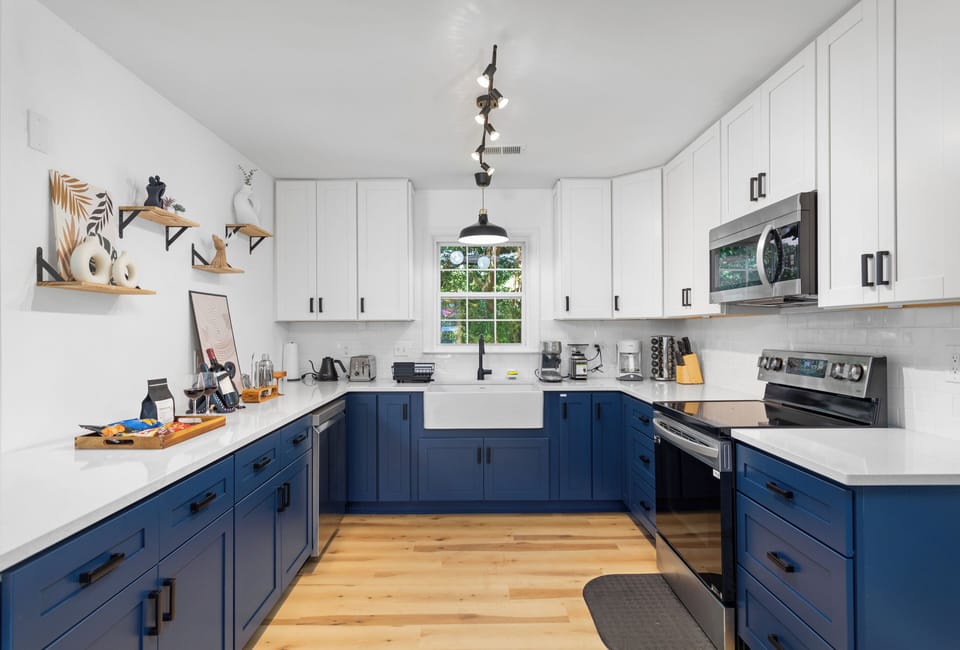 Modern and well-equipped kitchen with new appliances