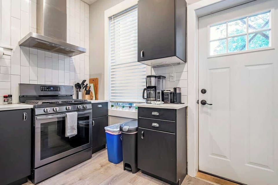 Enjoy built in microwave, coffee maker, blender, toaster, and everything you could need in our fully stocked kitchen. 