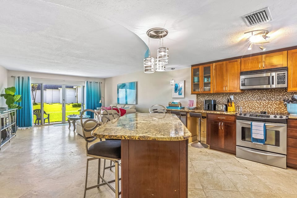 Fully equipped kitchen space.