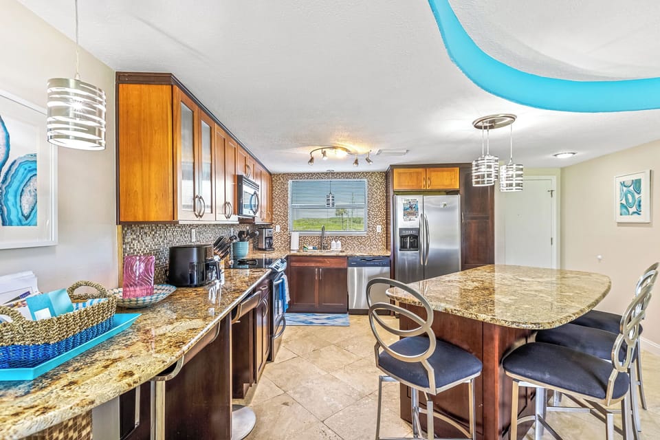 Fully equipped kitchen space.