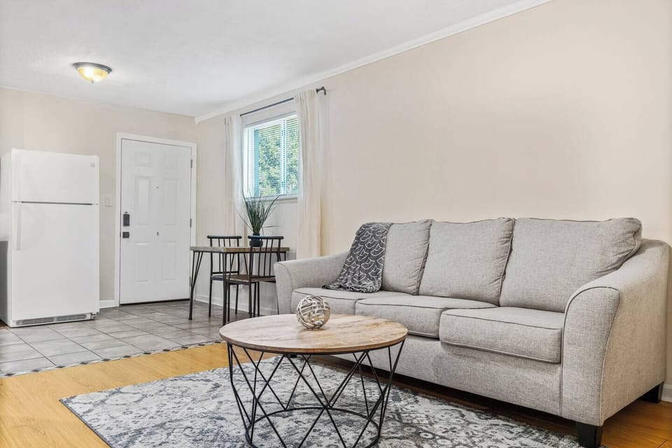 Living room with seating area and dining nook