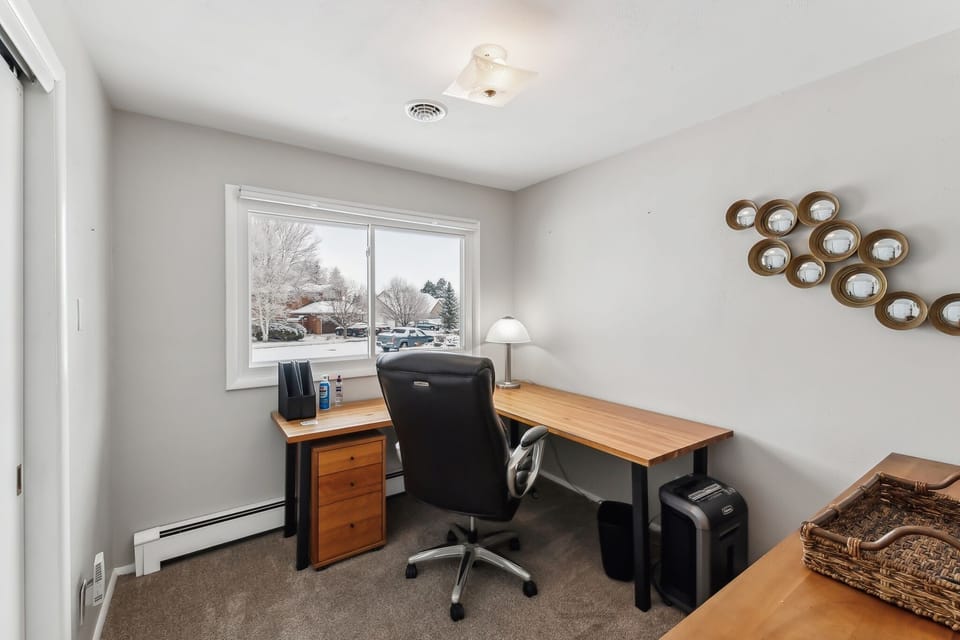 Desk, Furniture, Table, Chair, Lamp
