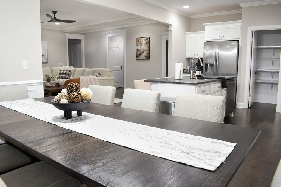 8-person dining table.
