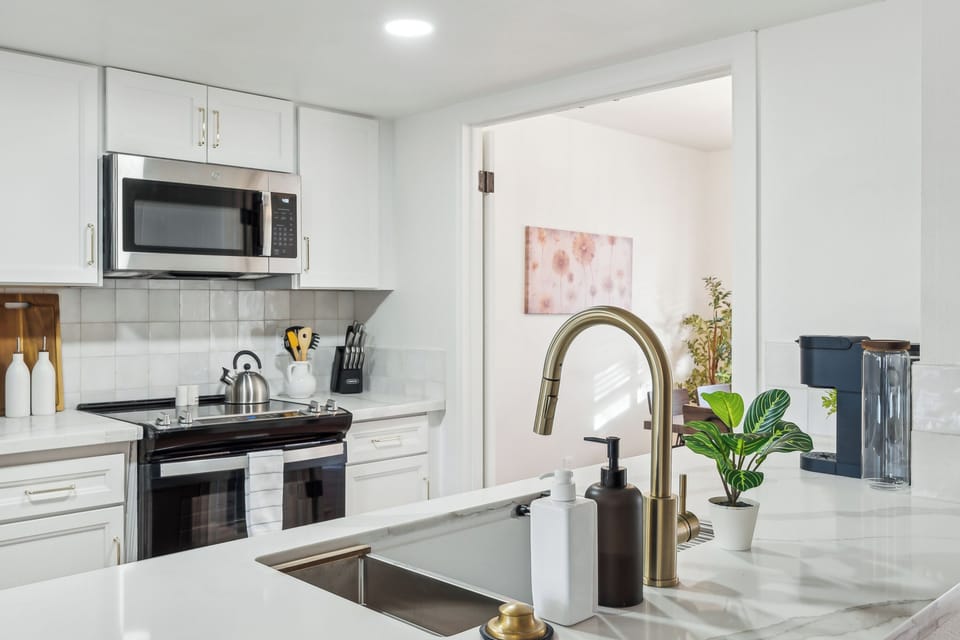 Save money from eating out by cooking whatever you want in this fully stocked, remodeled kitchen.  