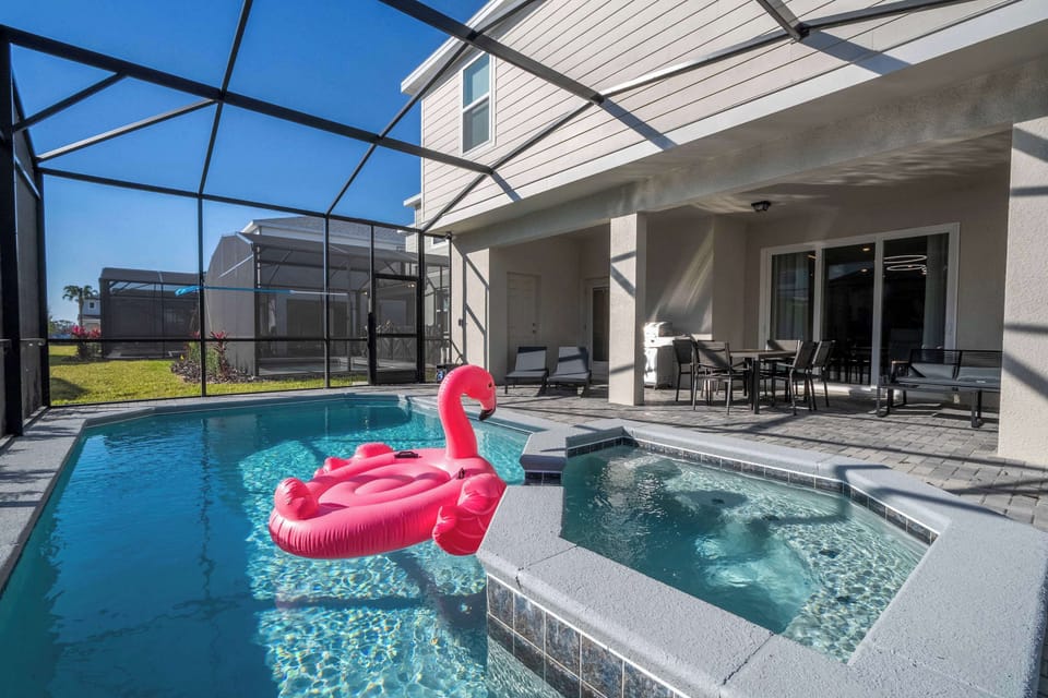 Dive into relaxation with your own screened pool and jacuzzi—perfect for sunny afternoons or serene evenings under the stars.