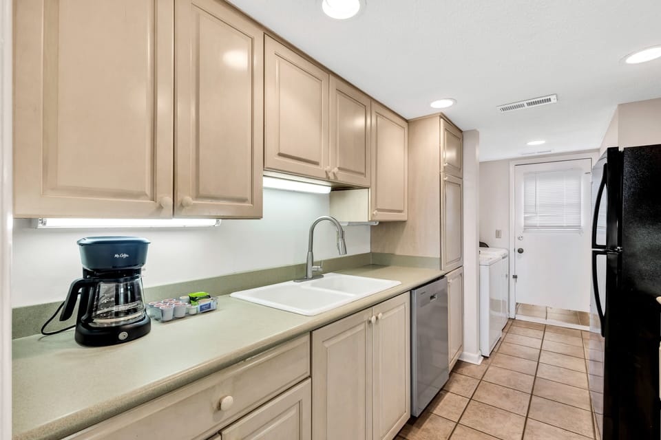 Well-equipped for all your needs, including full-sized refrigerator, oven, microwave, and coffee maker.