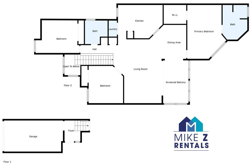 The floor plan of our coach home - The garage and foyer are floor 1 and the living space is floor 2 
