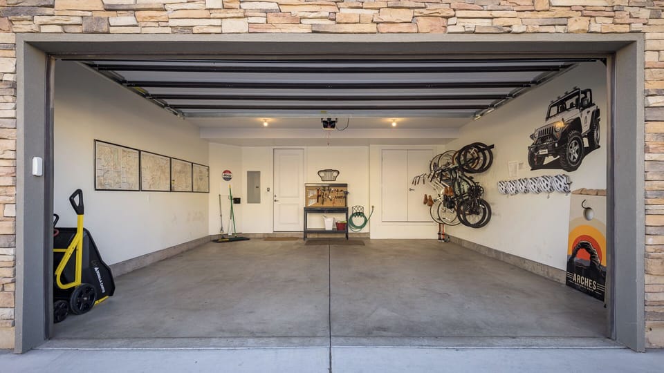 Garage with bikes, tools & more