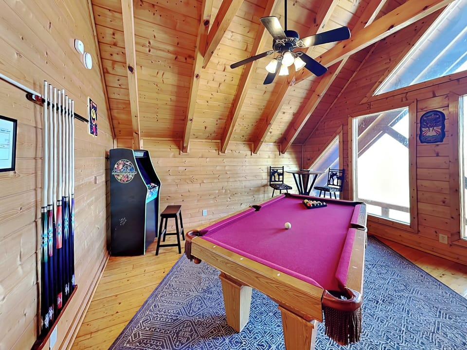 Loft Game Room – Featuring Full-Size Pool Table + Multi-System Arcade Games