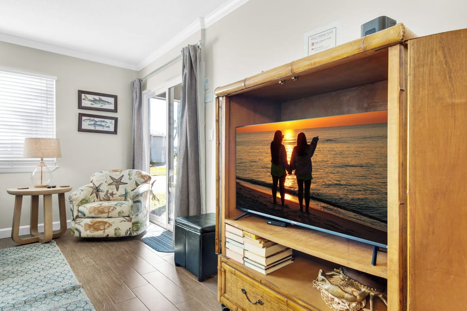 Living room with flat screen