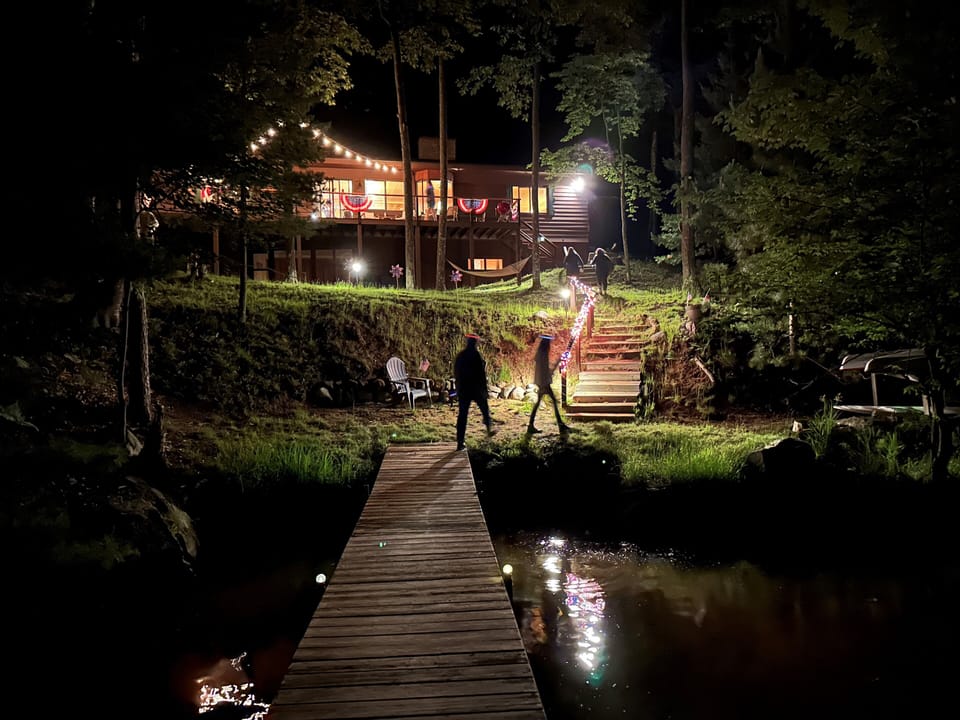 Night View of Lodge from the Lake
