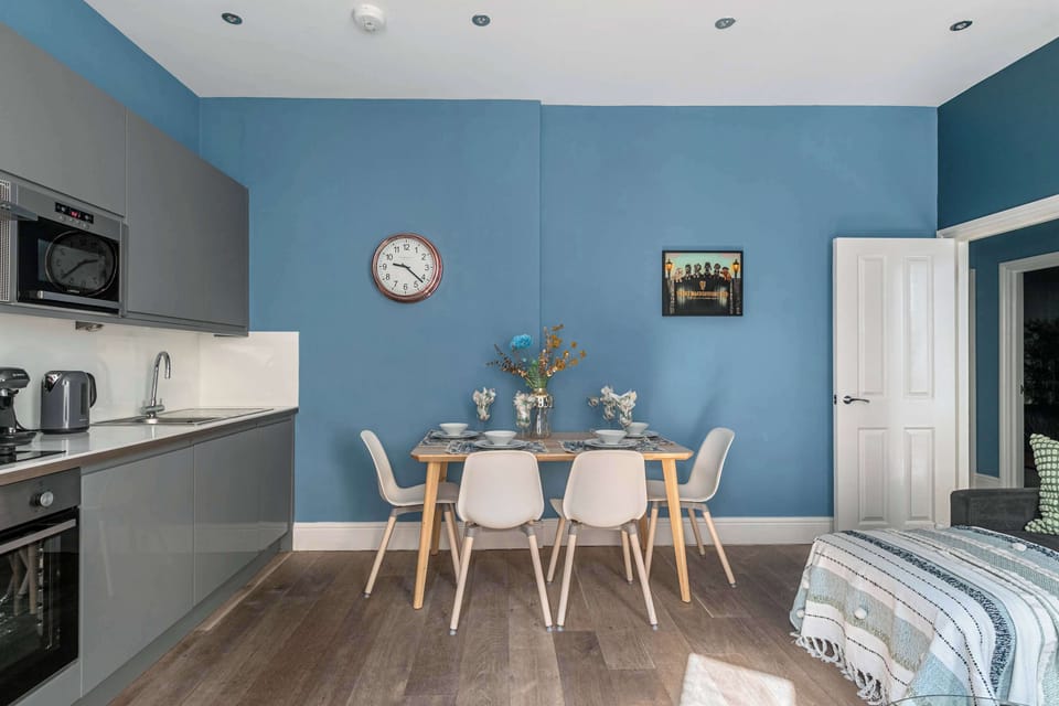 Modern kitchen-dining area with stylish decor