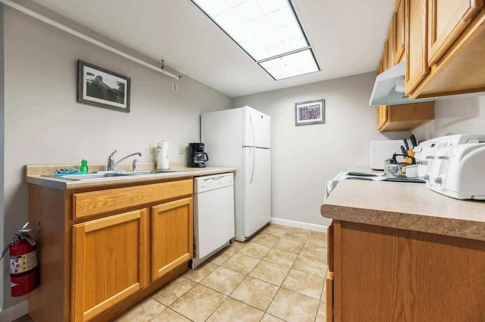 Prepare meals in the full kitchen on days you prefer to stay in and warm up indoors.