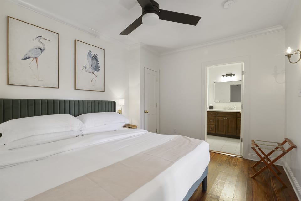 King Bedroom leading to en suite bathroom