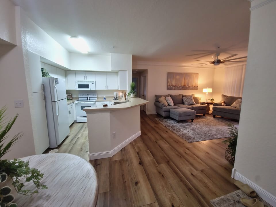 Main living area - kitchen, dinette and living room.
