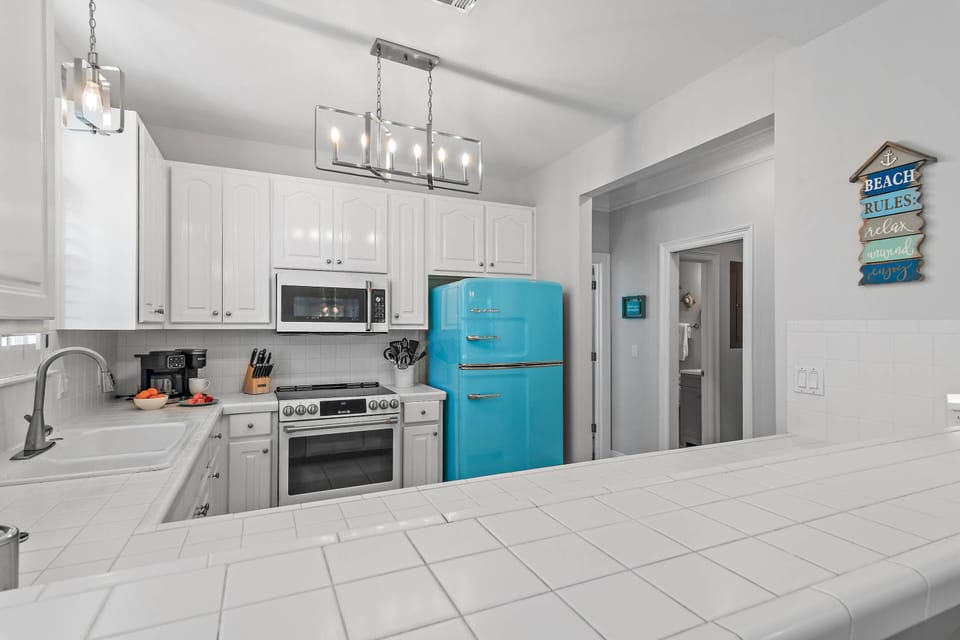 Well Equipped Kitchen with Fun Retro Big Chill Refrigerator & Dishwasher