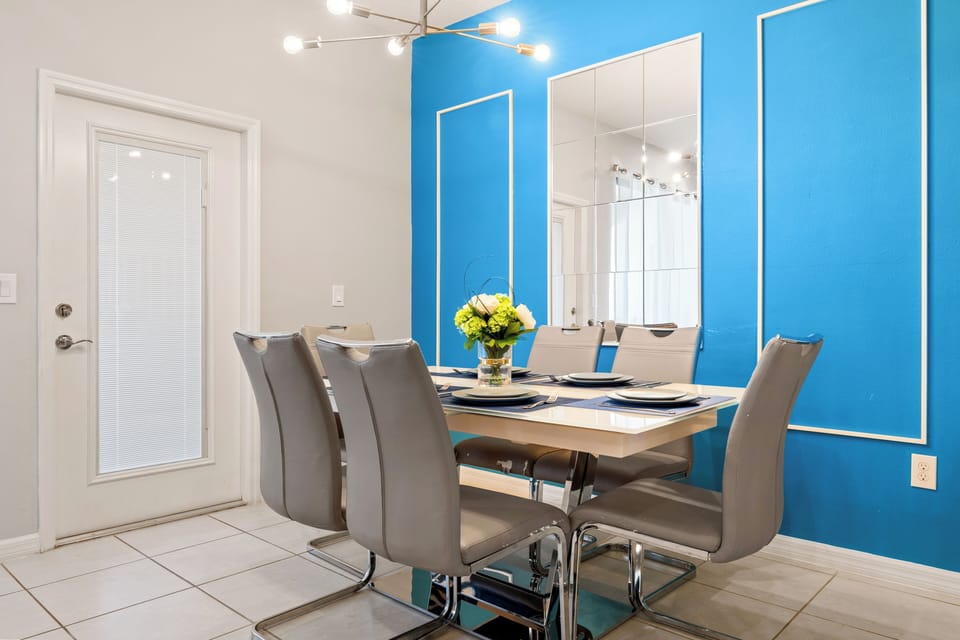 Our cozy dining room comfortably seats six guests.
