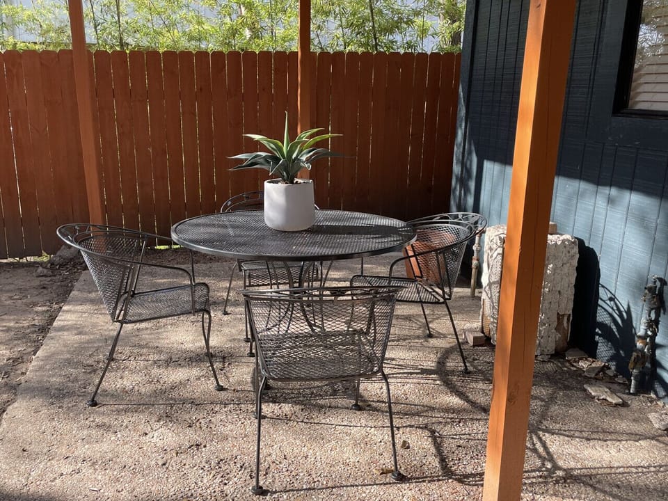 Large Covered Patio with Sturdy Patio Table!