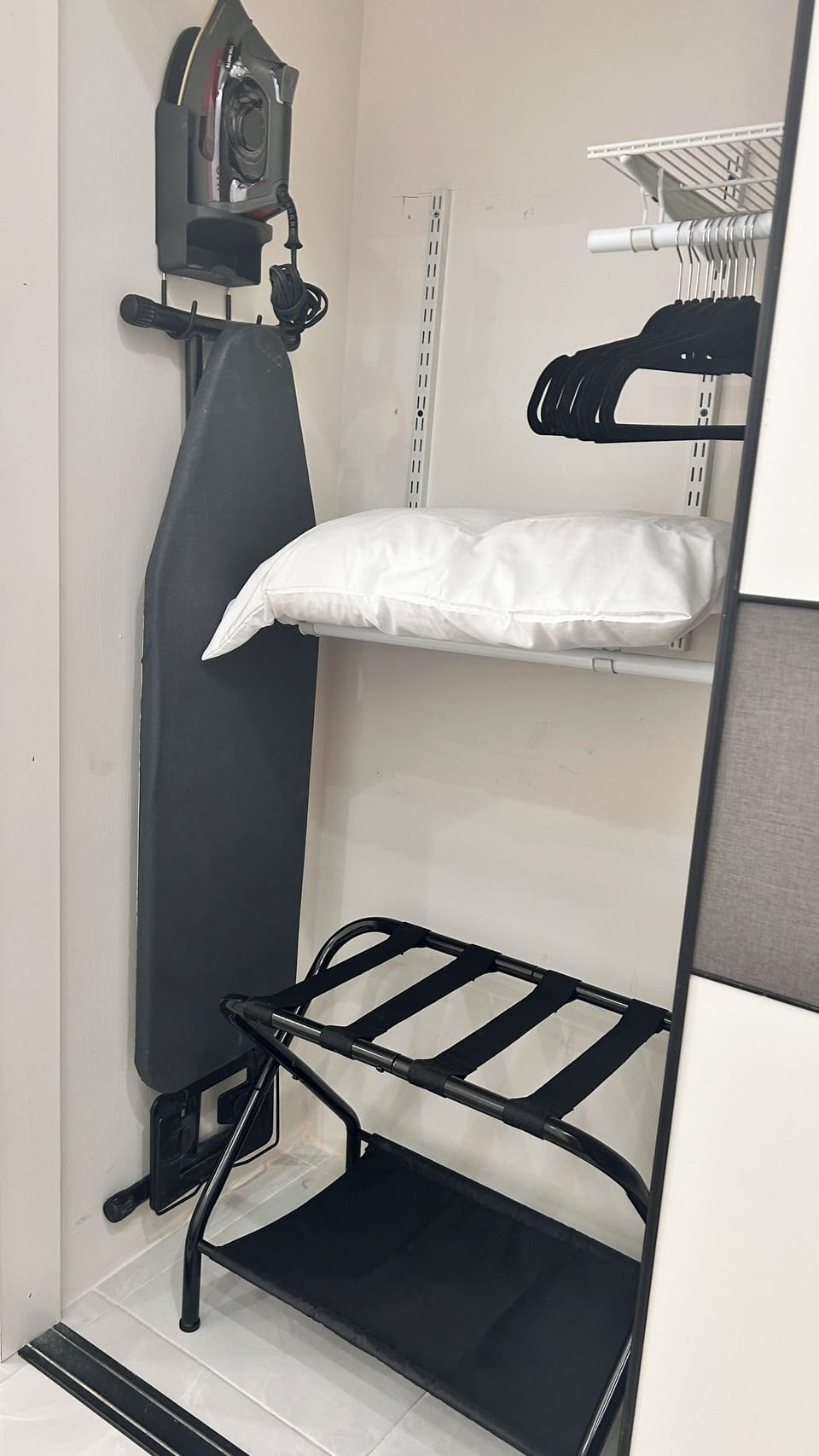 Iron
Ironing board 
Suitcase holder