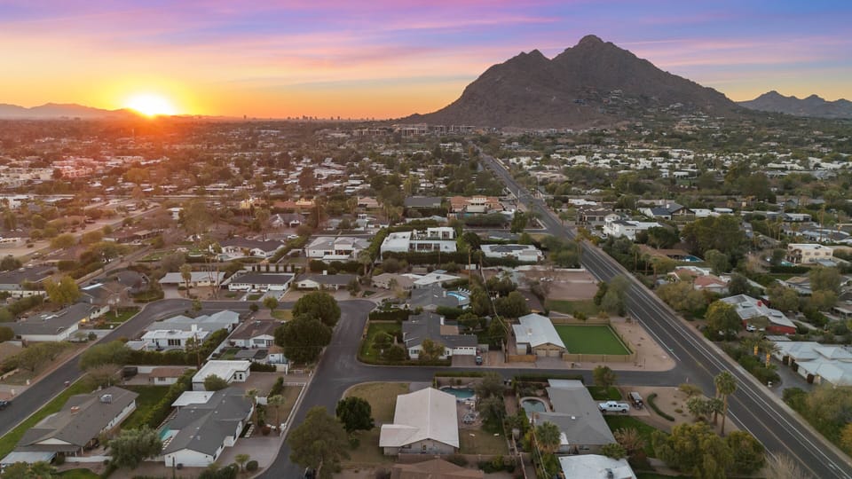 Camelback Mountain aerial at sunset-yep, you are very close to the iconic Camelback!