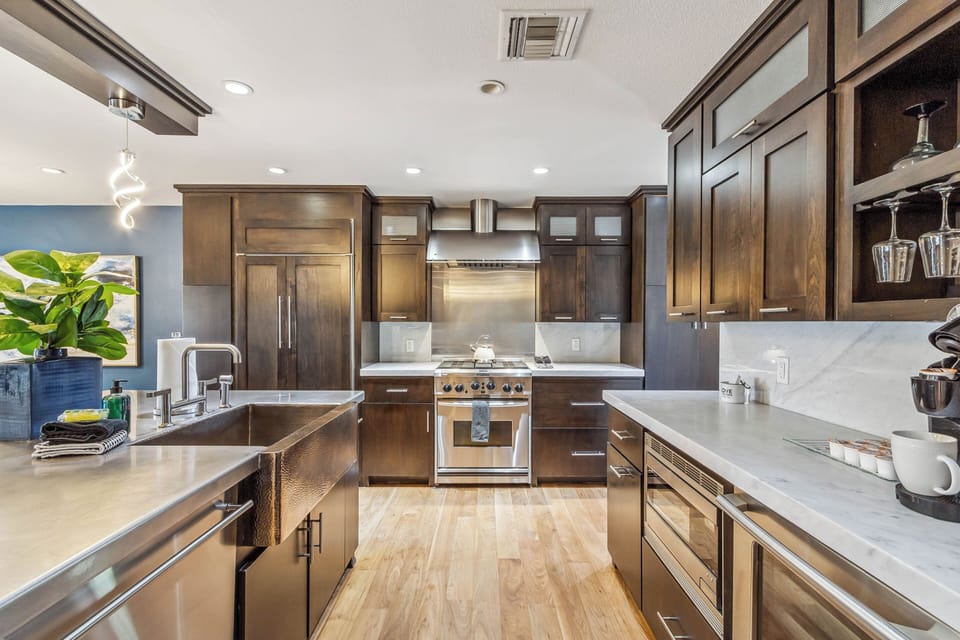 Fully Equipped Kitchen with Stainless Steel Appliances-luxury appliances