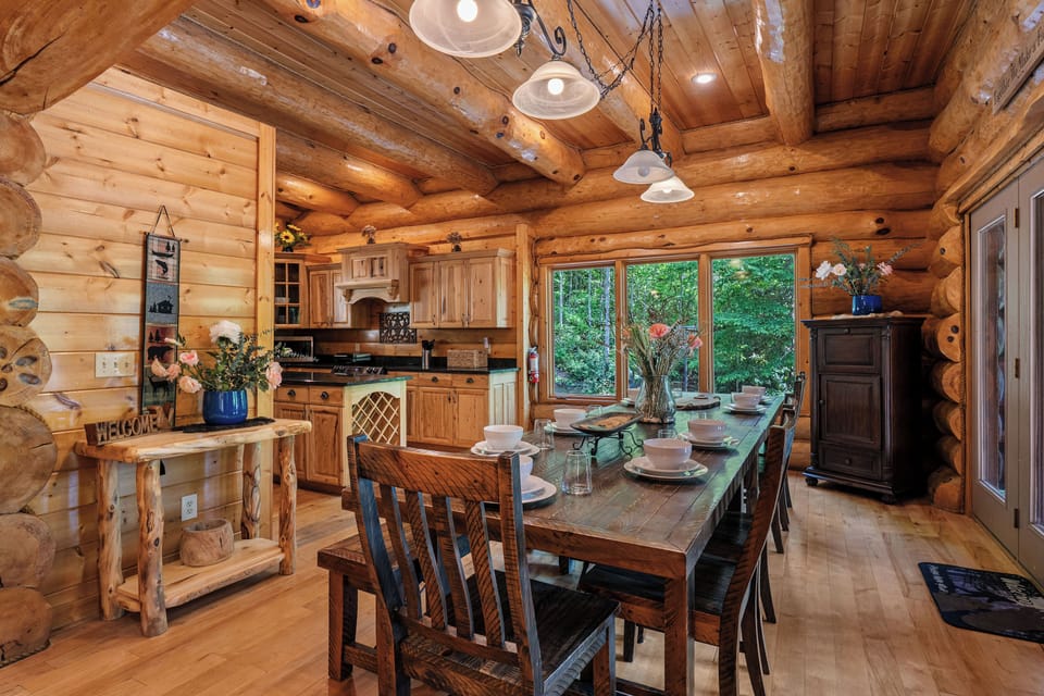 Long dining table with seating for large groups