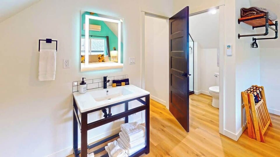 Private bathroom upstairs as well.