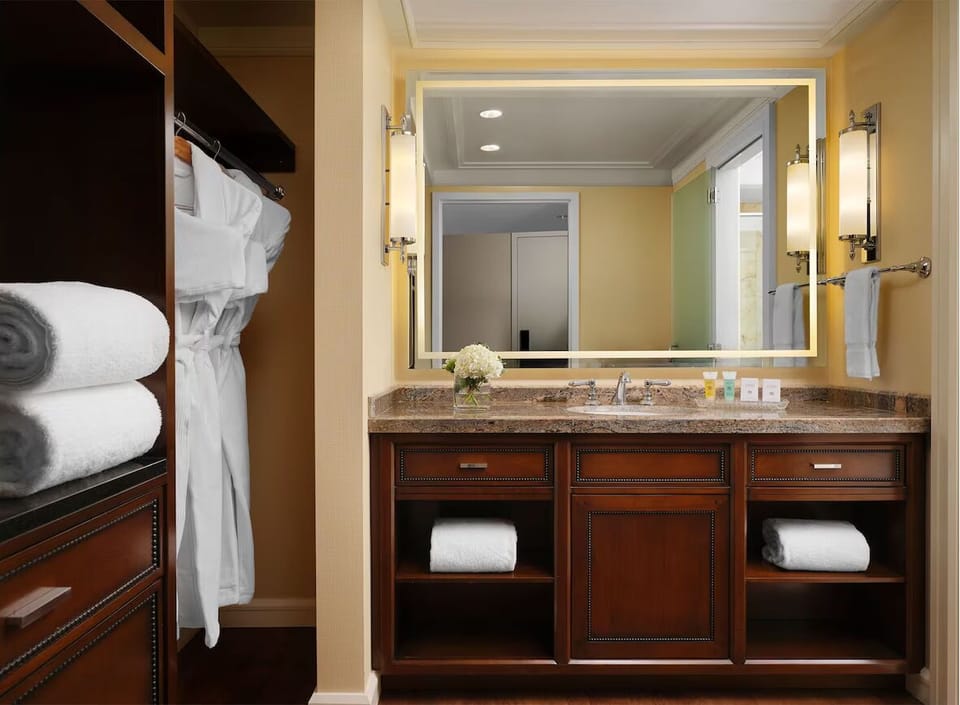 Get ready together with a polished double-vanity setup.