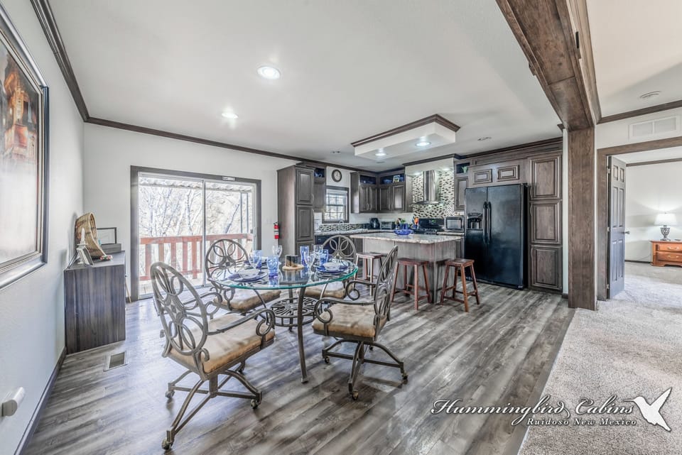 Living room opens to dining