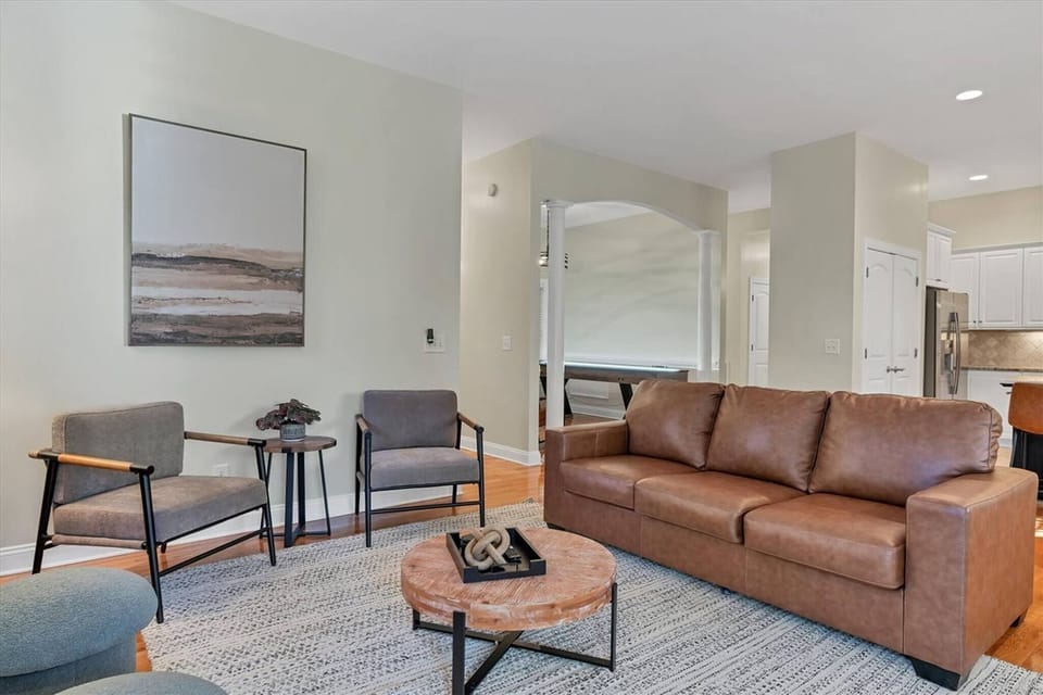 Bright living room with seating area