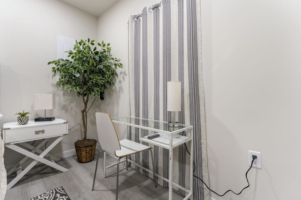 stylish workstation with a comfortable setup, ideal for remote work or study