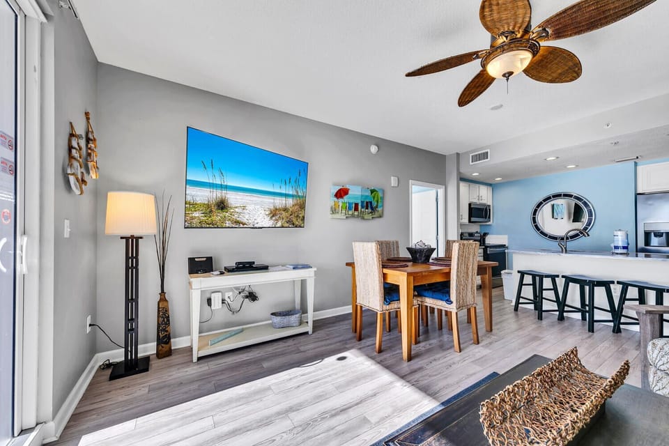 Enjoy a movie on the flat screen TV