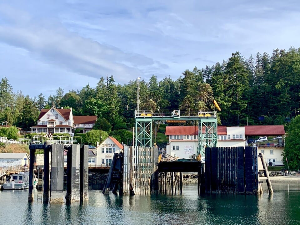 Orcas Ferry landing by day.