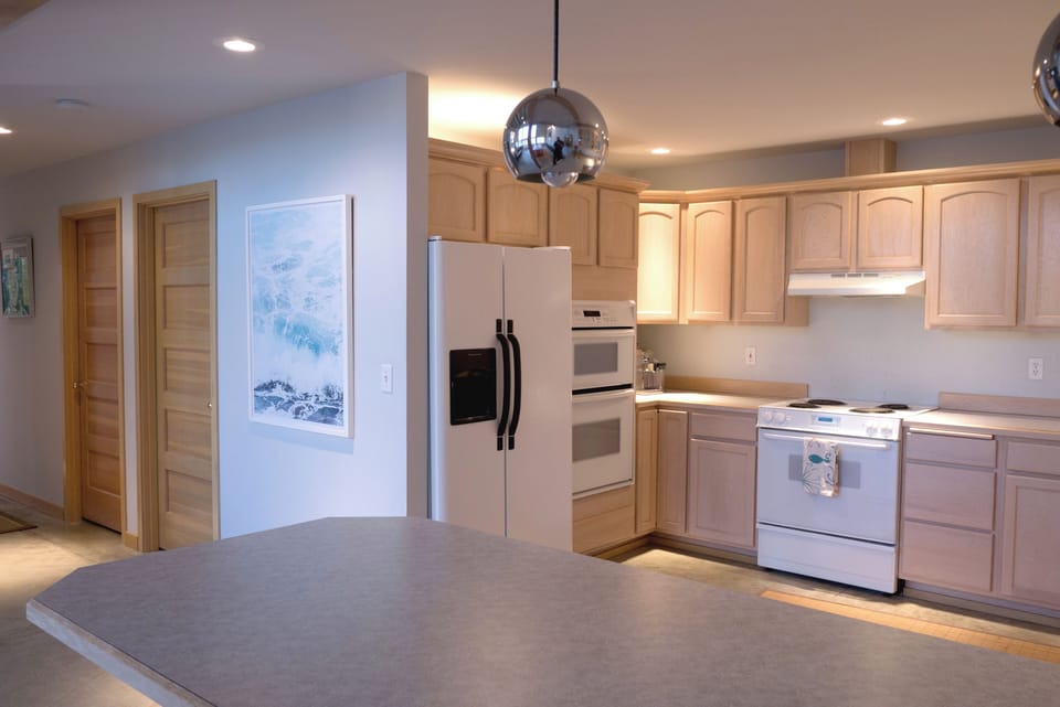 Kitchen - double ovens, microwave, dishwasher and large fridge