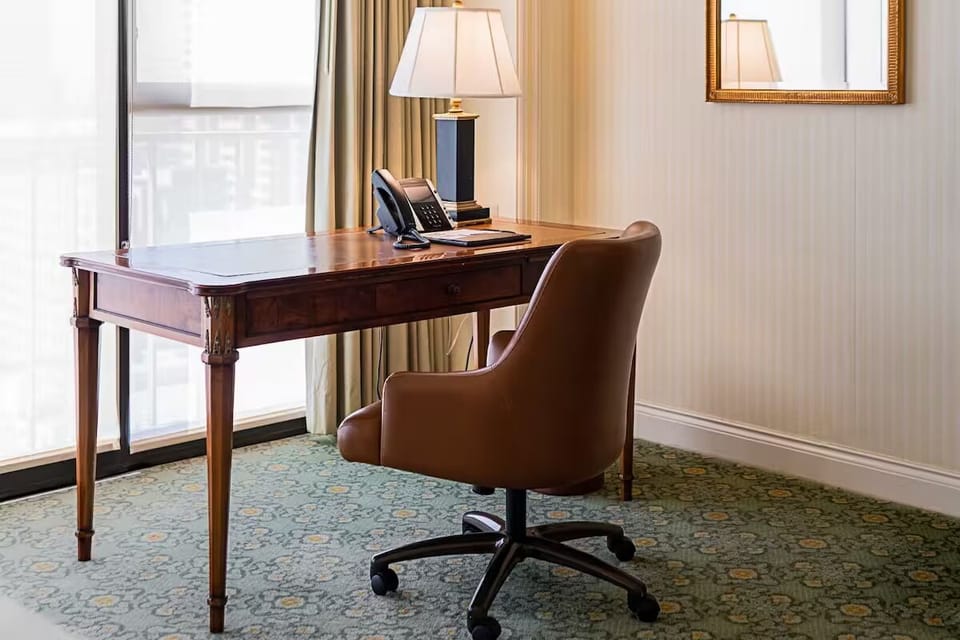 Settle in at the desk and get work done comfortably.
