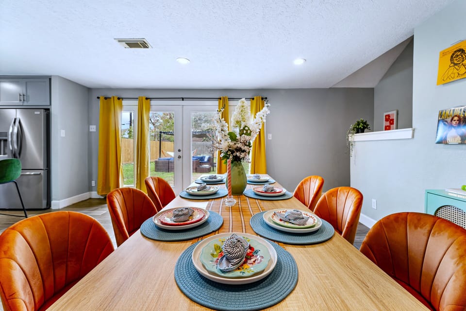 Table setup for the dining area