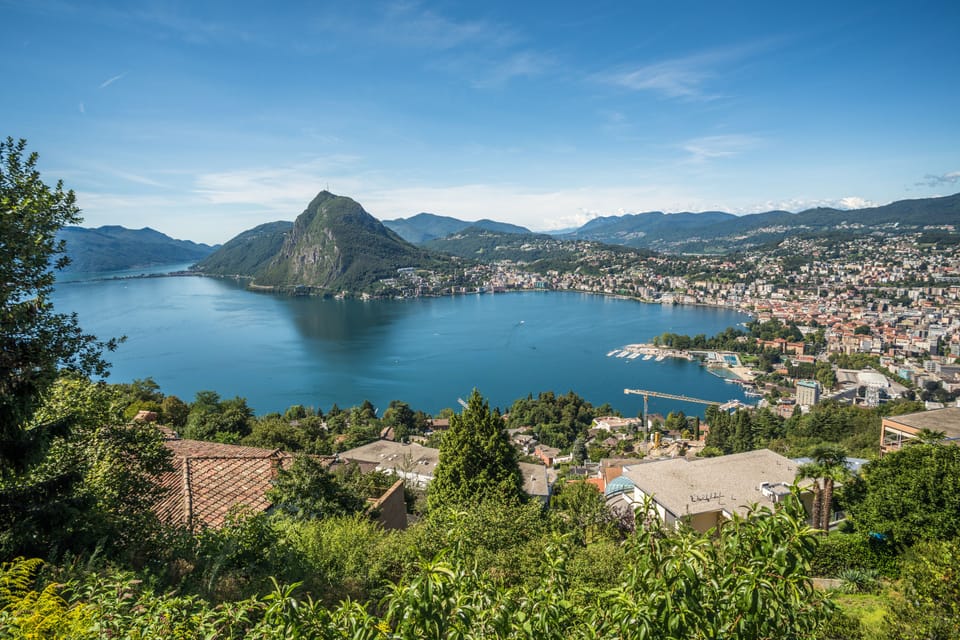 Panoramic view of Lugano and Lake Lugano