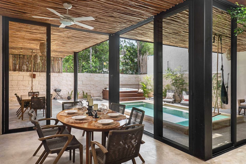 Ground floor dining room, with views of the exterior

